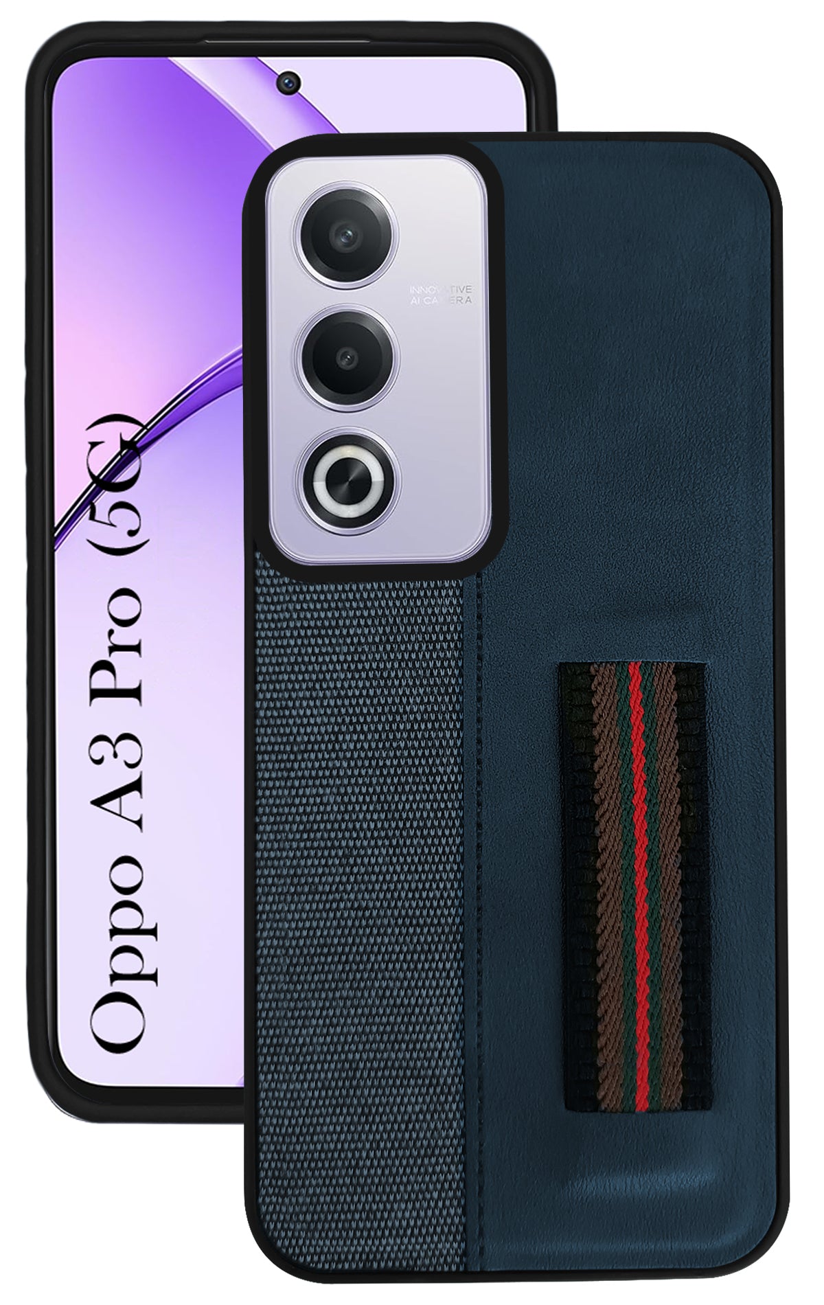 For Oppo A3 Pro 5G Back Cover Case ( Professional PU Leather | Strip Chain Holder Socket)