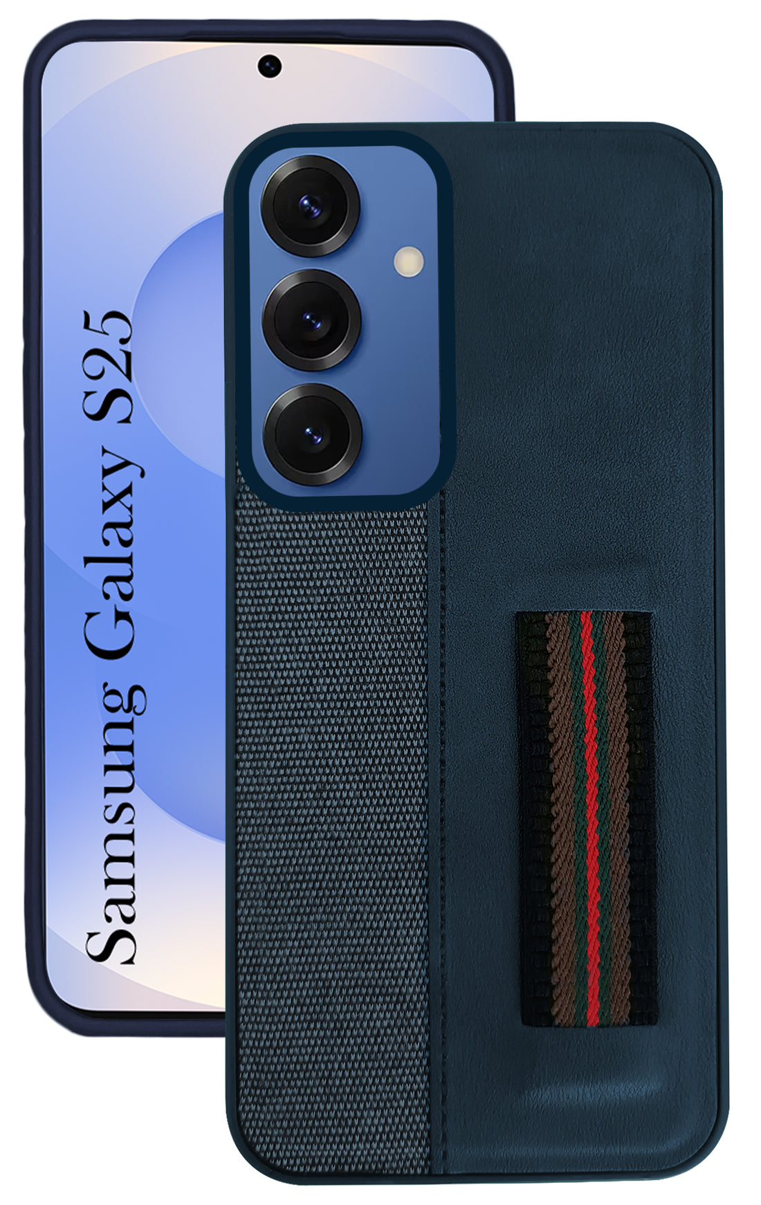 For Samsung Galaxy S25 Back Cover Case ( Professional PU Leather | Strip Chain Holder Socket)