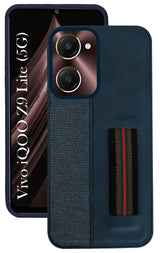 For Vivo iQOO Z9 Lite 5G Back Cover Case (Professional PU Leather | Strip Chain Holder Socket)
