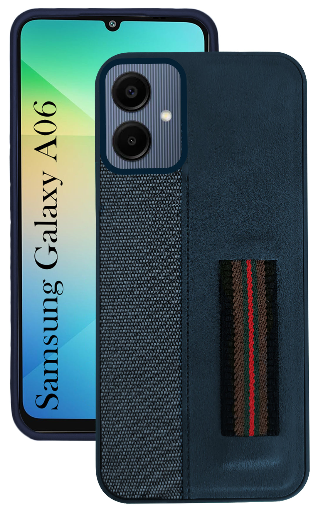 For Samsung Galaxy A06 Back Cover Case ( Professional PU Leather | Strip Chain Holder Socket)