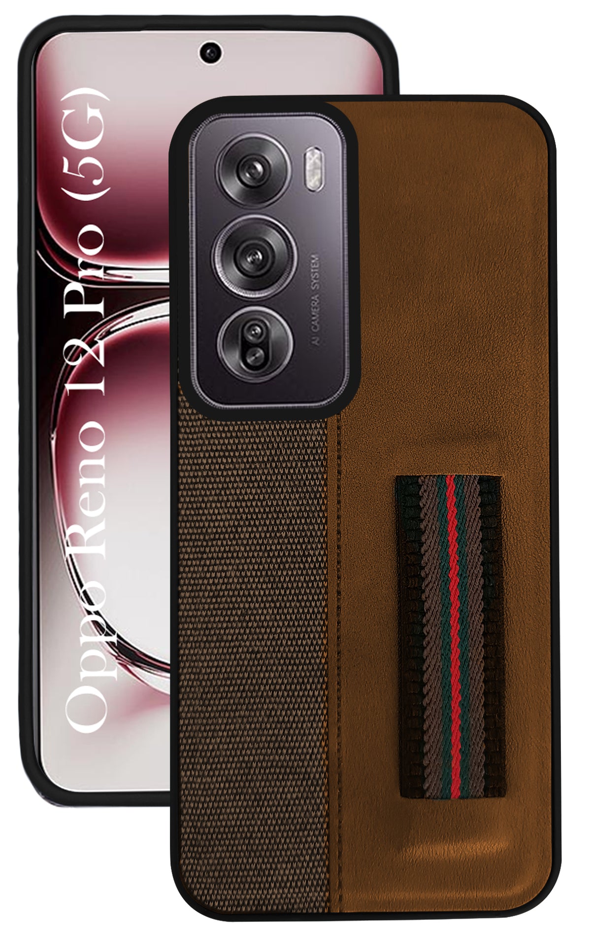 For Oppo Reno12 Pro 5G | Oppo Reno 12 Pro 5G Back Cover Case ( Professional PU Leather | Strip Chain Holder Socket)