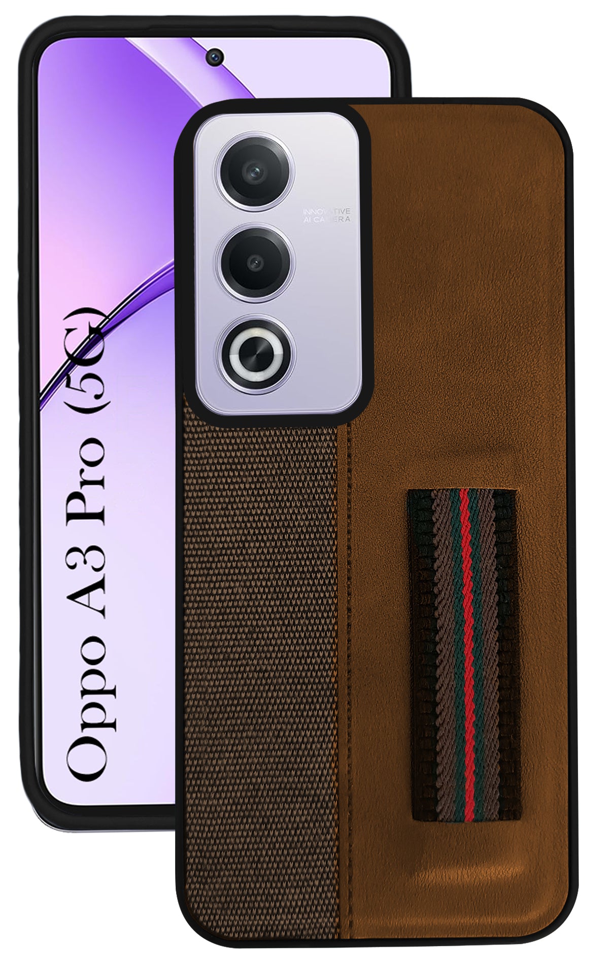 For Oppo A3 Pro 5G Back Cover Case ( Professional PU Leather | Strip Chain Holder Socket)