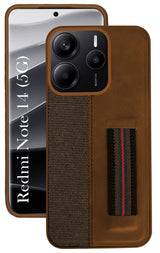 For Redmi Note 14 5G Back Cover Case ( Professional PU Leather | Strip Chain Holder Socket)