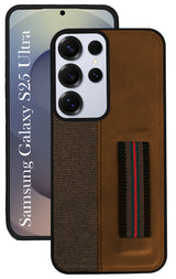For Samsung Galaxy S25 Ultra Back Cover Case ( Professional PU Leather | Strip Chain Holder Socket)