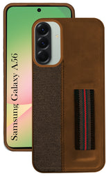 For Samsung Galaxy A56 Back Cover Case (Professional PU Leather | Strip Chain Holder Socket)