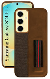 For Samsung Galaxy S24 FE Back Cover Case ( Professional PU Leather | Strip Chain Holder Socket)