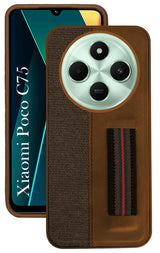 For Poco C75 | Poco M7 Back Cover Case ( Professional PU Leather | Strip Chain Holder Socket)