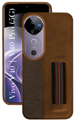 For Vivo V40 | Vivo V40 Pro 5G Back Cover Case ( Professional PU Leather | Strip Chain Holder Socket)