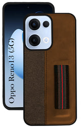 For Oppo Reno13 | Oppo Reno 13 Back Cover Case (Professional PU Leather | Strip Chain Holder Socket)