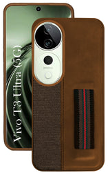 For Vivo T3 Ultra Back Cover Case ( Professional PU Leather | Strip Chain Holder Socket)