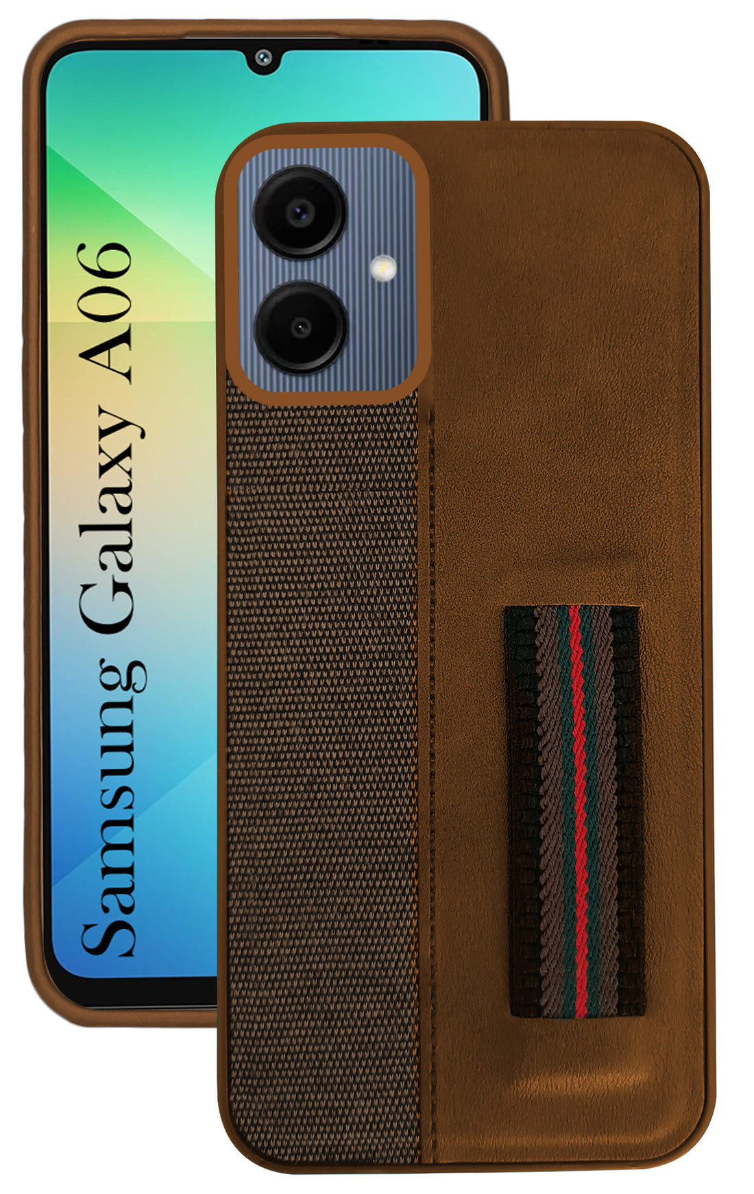 For Samsung Galaxy A06 Back Cover Case ( Professional PU Leather | Strip Chain Holder Socket)