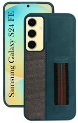 For Samsung Galaxy S24 FE Back Cover Case ( Professional PU Leather | Strip Chain Holder Socket)