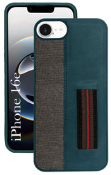 For iPhone 16e Back Cover Case (Professional PU Leather | Strip Chain Holder Socket)