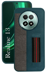 For Realme 13 Back Cover Case ( Professional PU Leather | Strip Chain Holder Socket)