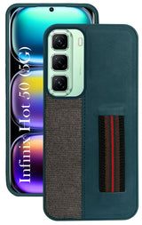 For Infinix Hot 50 5G Back Cover Case ( Professional PU Leather | Strip Chain Holder Socket)
