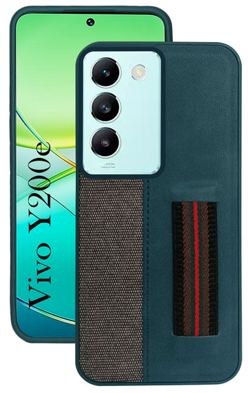 For Vivo Y200e Back Cover Case ( Professional PU Leather | Strip Chain Holder Socket)