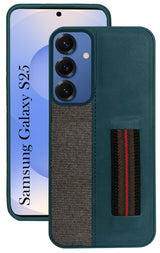 For Samsung Galaxy S25 Back Cover Case ( Professional PU Leather | Strip Chain Holder Socket)