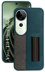 For Vivo T3 Ultra Back Cover Case ( Professional PU Leather | Strip Chain Holder Socket)