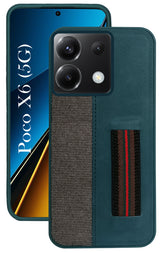 For Poco X6 5G Back Cover Case ( Professional PU Leather | Strip Chain Holder Socket)