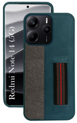 For Redmi Note 14 5G Back Cover Case ( Professional PU Leather | Strip Chain Holder Socket)
