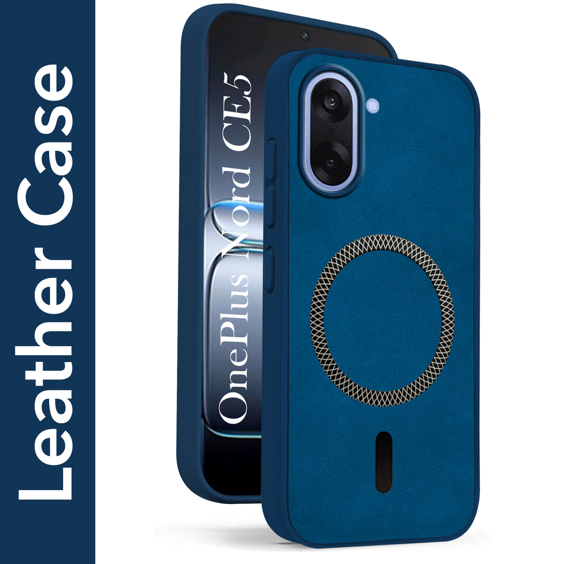 For Oneplus Nord CE 5 Back Cover Case Leather Finish (MagSafe Compatible Wireless Charging | Soft Touch | Camera Bump Protection)