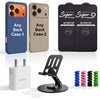 Complete Mobile Care Kit (Get Any 2 Cases+2 Tempered Glass+25W Charger Adapter+Metallic Mobile Stand+Cable Protector)