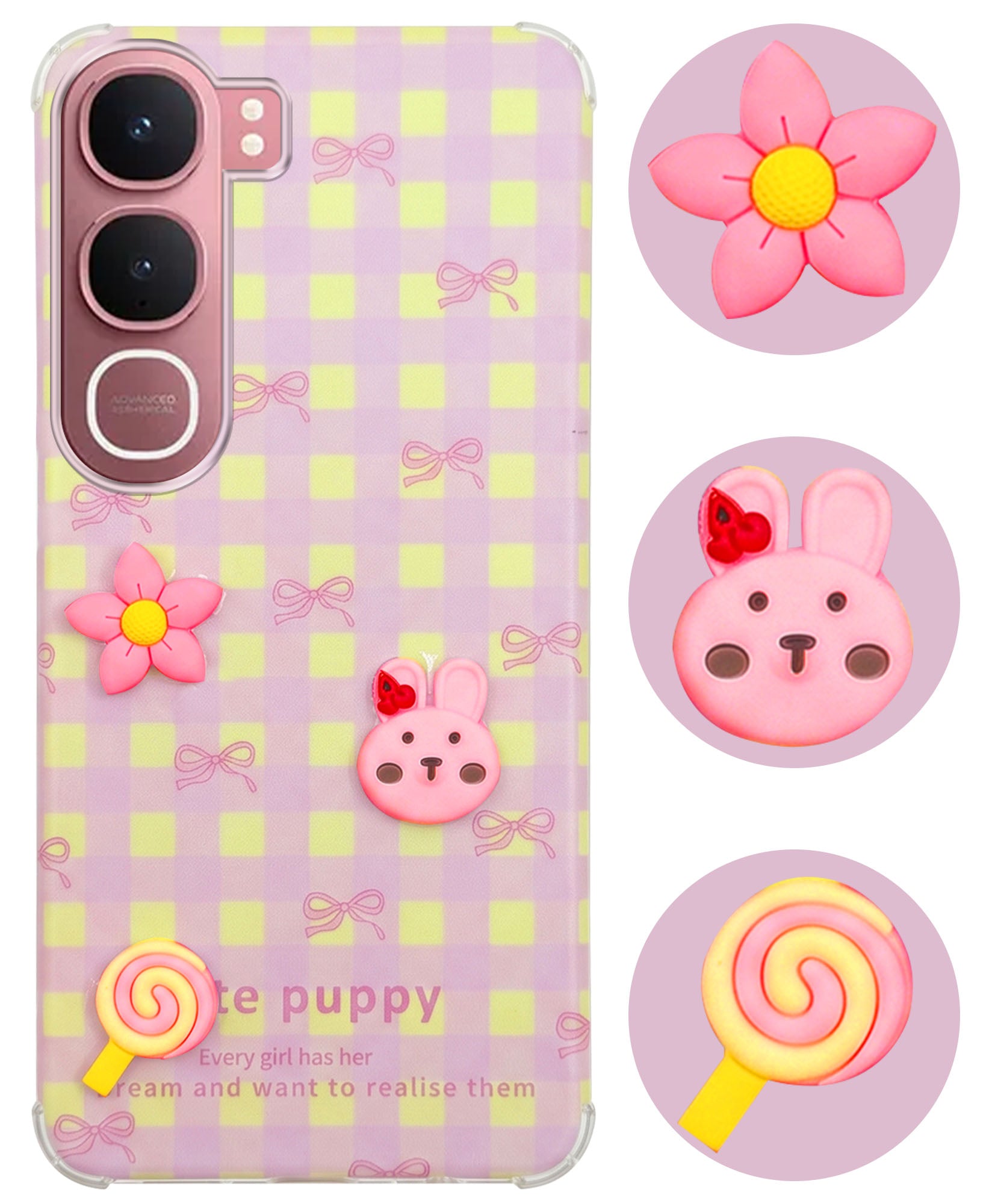 For Vivo Y31 5G Back Cover Case (3D Cute Cartoons | Hard Back Side Soft | Matte Premium Finish | HD Printing)