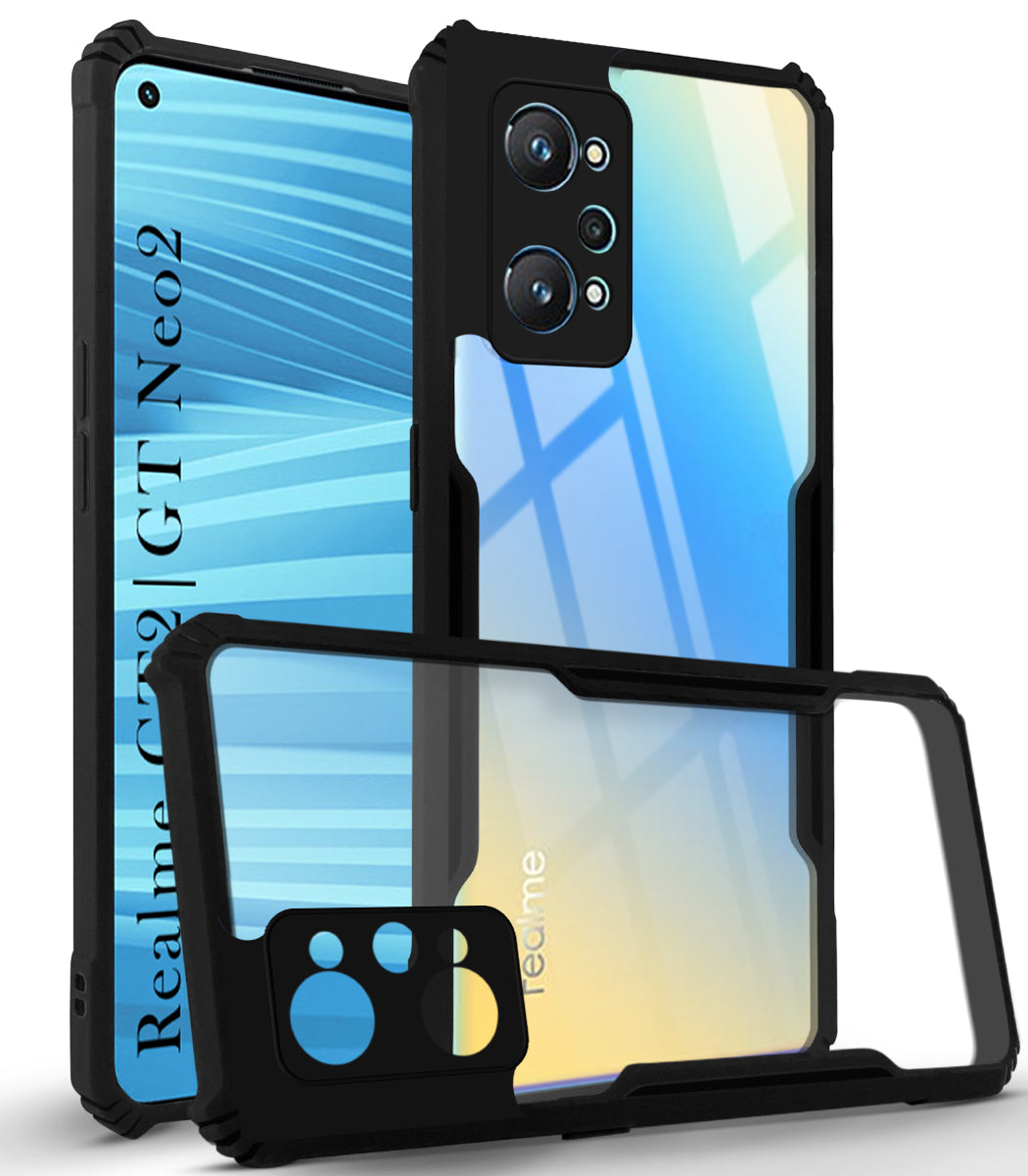 For Realme GT 2 5G | Realme GT 2 Neo Back Cover Case ( Shockproof with Polycarbonate Clear Panel | Professional Black)