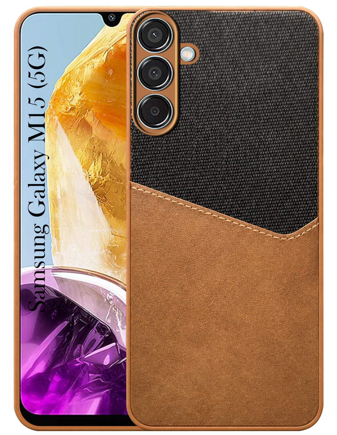 For Samsung Galaxy M15 5G Back Cover Case (Dual PU Leather Stitch | Professional Minimalist | Soft and Flexible)