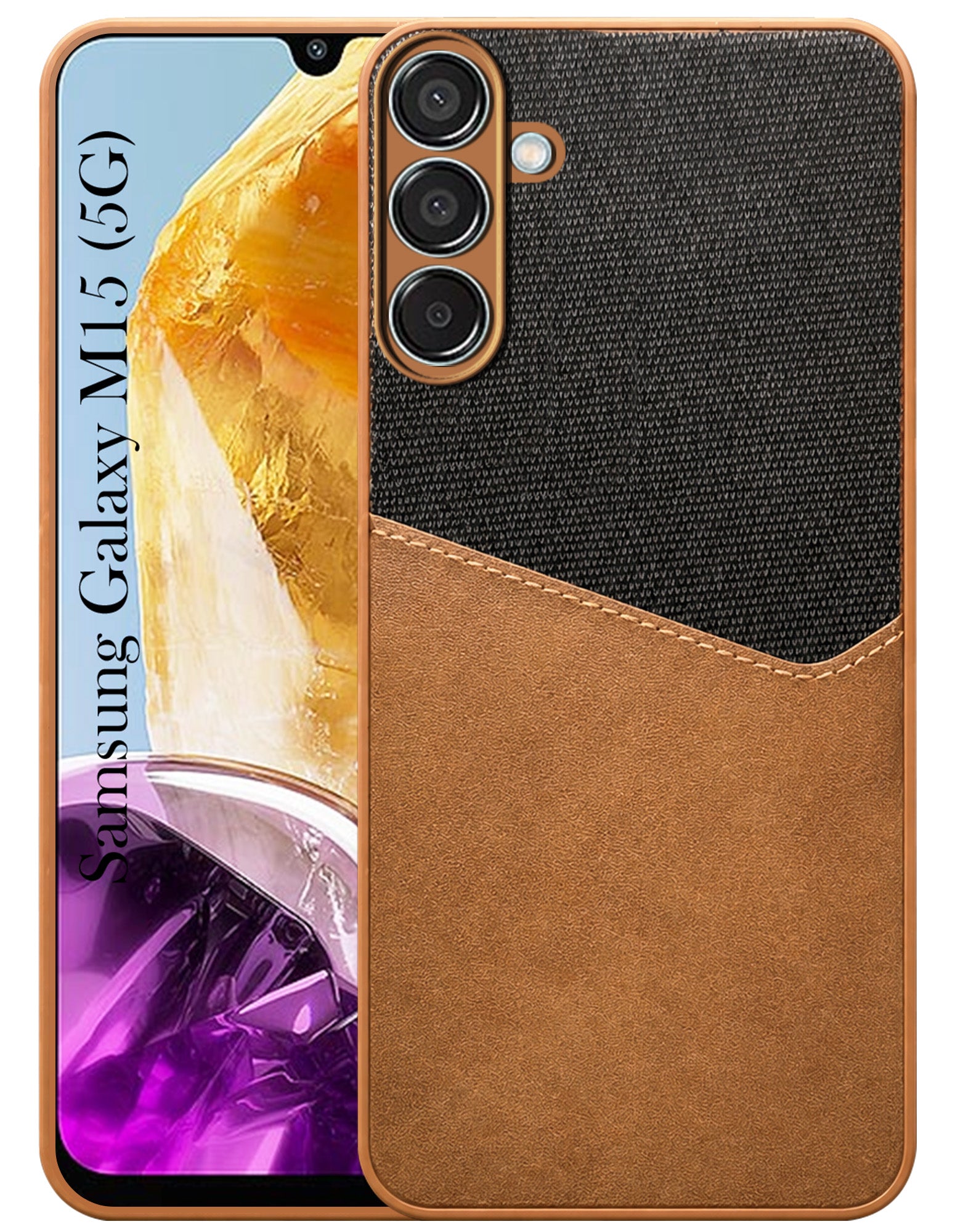 For Samsung Galaxy M15 5G Back Cover Case (Dual PU Leather Stitch | Professional Minimalist | Soft and Flexible)