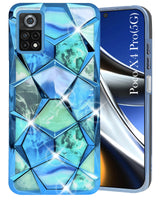 For Poco C71 Back Cover Case (Dual Design Glitter Sparkle and Detachable Diamond Print Case | Soft and Flexible)