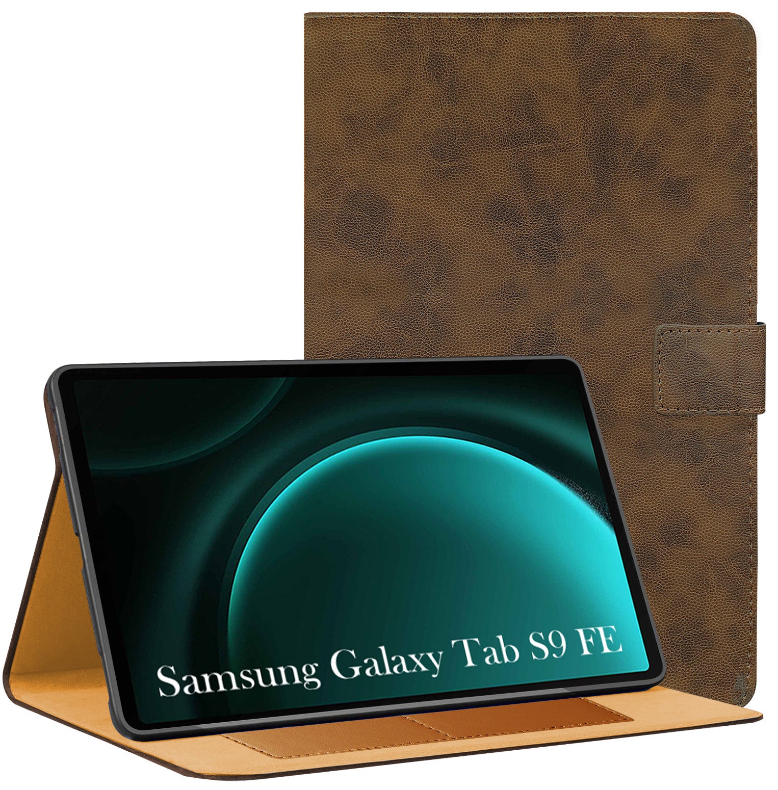 For Samsung Galaxy Tab S9 FE X510 Flip Cover Folio Cover (PU Leather | Multi-Angle Smart Stand | Card Storage Slots | Silicone Back Pouch)