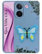 For Vivo V60e Back Cover Case (SoFt Butter Fly Embroidery | Women Teen Girls | Camera Protection| Matte Silicone)