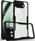For Google Pixel 10a Back Cover Case Hybrid (Shockproof with Polycarbonate Clear Panel | Professional Black)