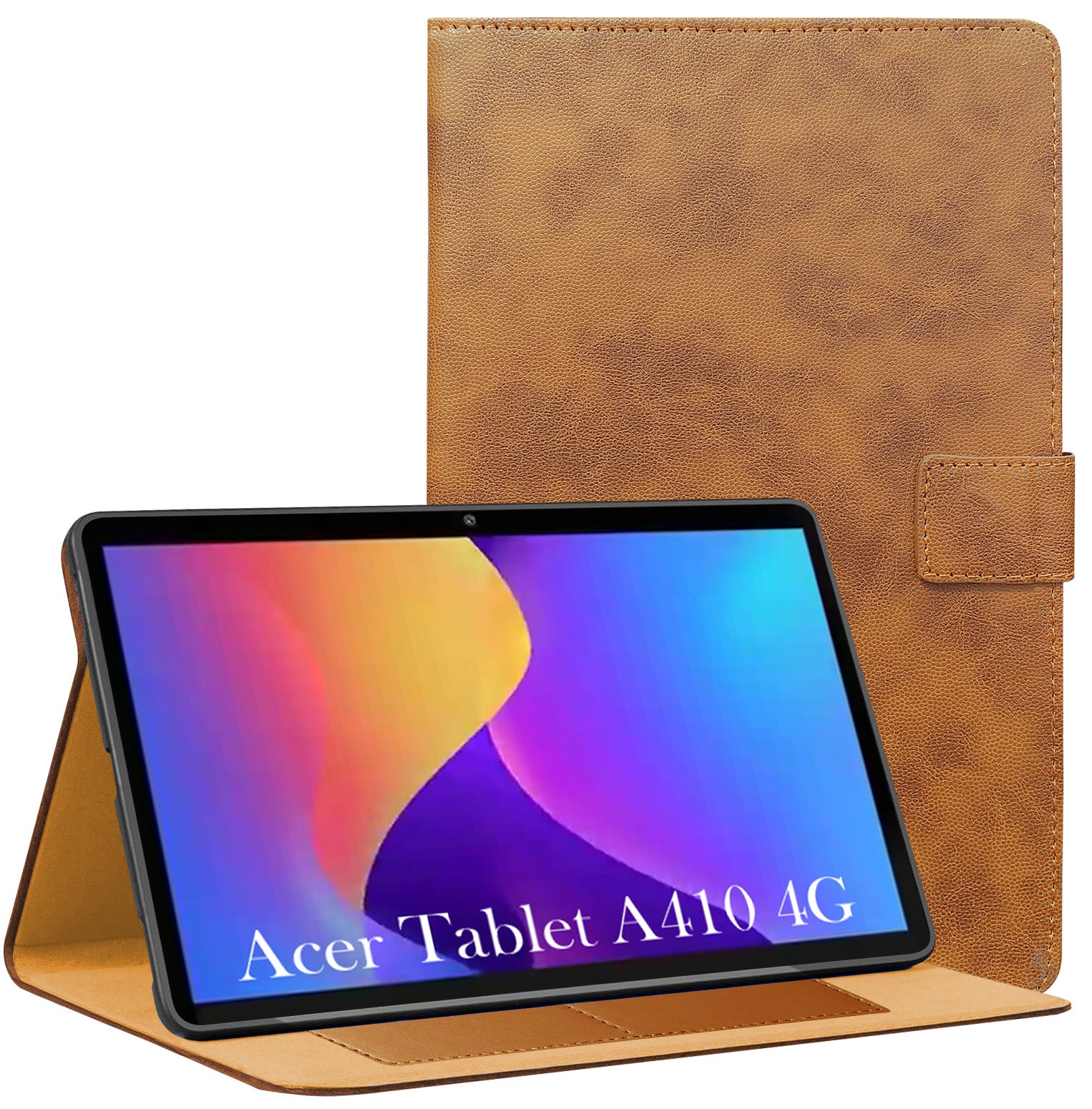 For Acer Tablet A410 4G 10.1 Inch Flip Cover Folio Cover (PU Leather | Multi-Angle Smart Stand | Card Storage Slots | Silicone Back Pouch)