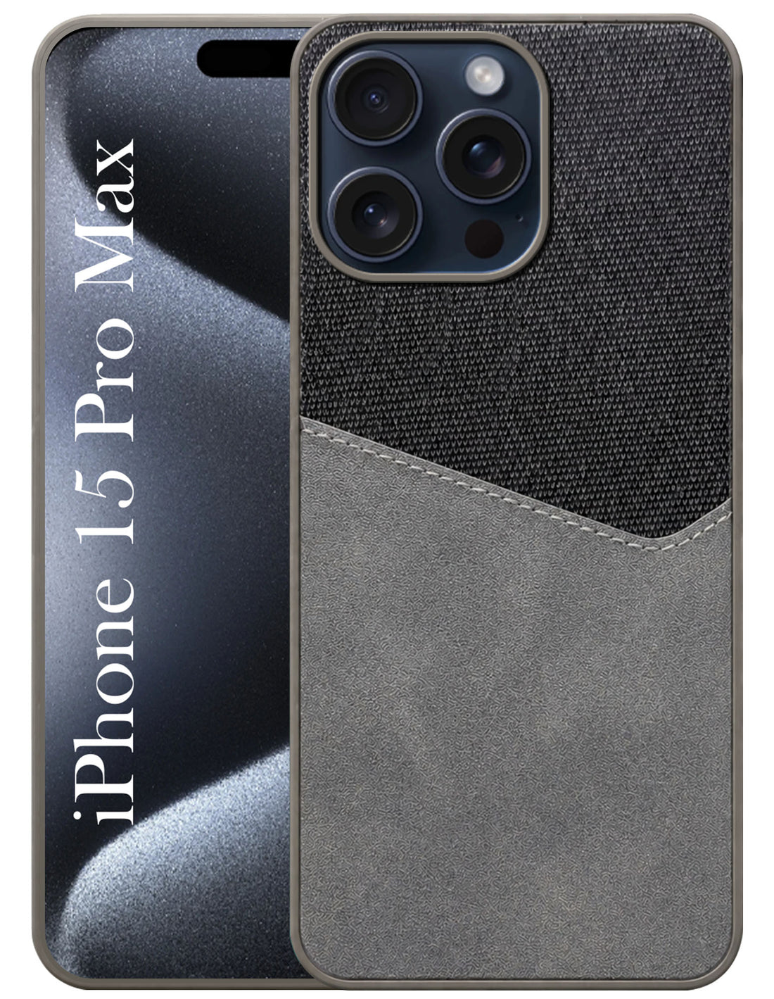 For Apple iPhone 15 Pro Max Back Cover Case (Dual PU Leather Stitch | Professional Minimalist | Soft and Flexible)