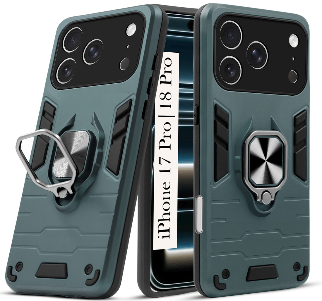 For iPhone 17 Pro | iPhone 18 Pro Back Cover Case (Shockproof Dual Layer Polycarbonate |Ring Holder Kickstand)