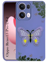 For Oppo Reno13 Pro 5G | Oppo Reno 13 Pro 5G Back Cover Case (Soft Butterfly Embroidery | Women Teen Girls | Camera Protection| Matte Silicone)