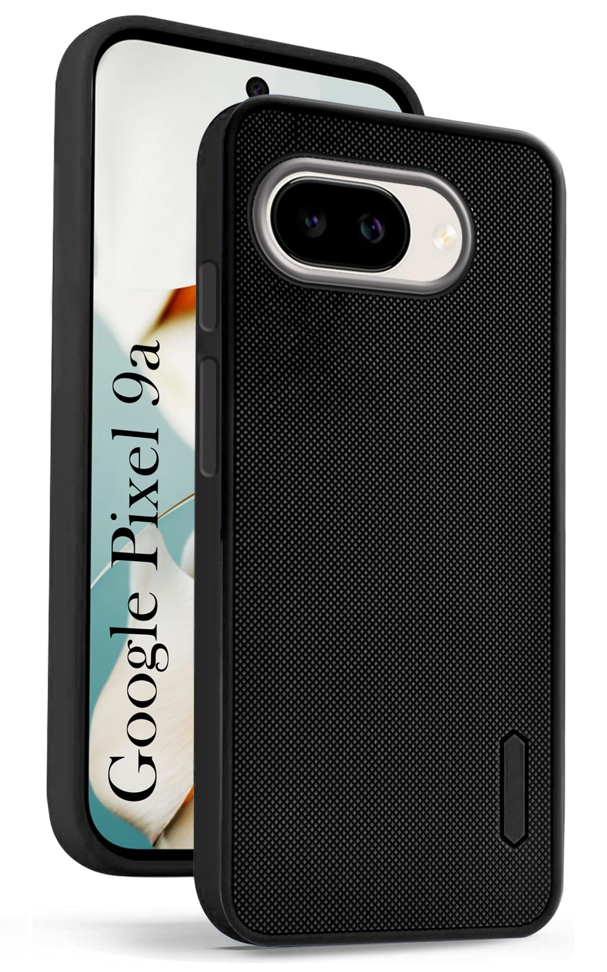 For Google Pixel 9A Back Cover Case (Textured Grip Design | Micro-Fiber Cloth Inside | Slim and Light Weight | Soft Touch and Feel | Black)