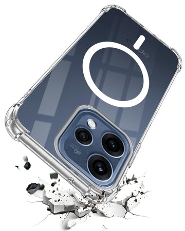 For Oppo Reno15 5G | Oppo Reno 15 5G Back Cover Shockproof Crystal-Clear (Magsafe Wireless Support | Drop & Camera Protection | Hard Polycarbonate)