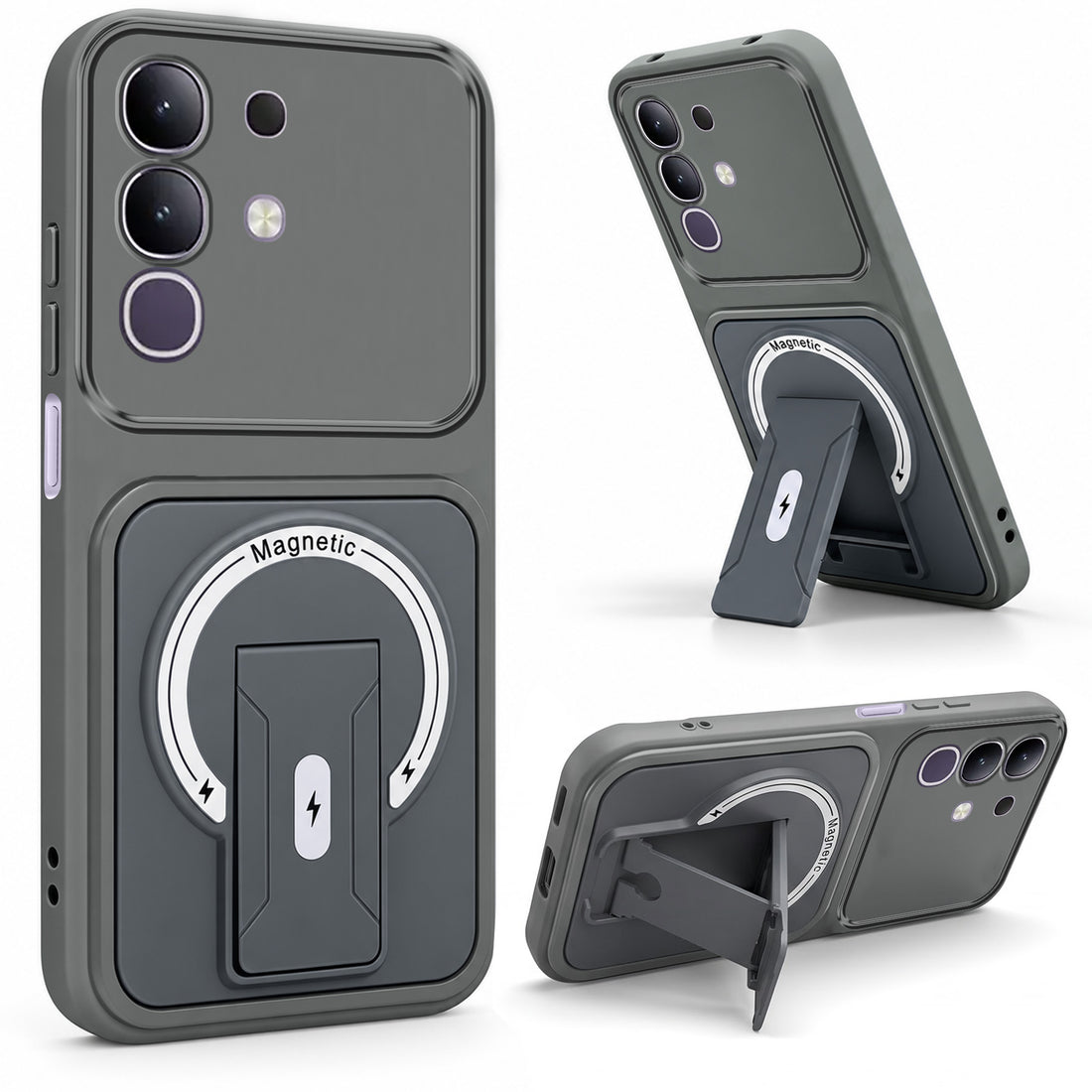 For Vivo T4x | Vivo Y31 Pro Back Case Cover Metallic (Hybrid Armor Kickstand | MagSafe Compatible | Camera Protection Shockproof)