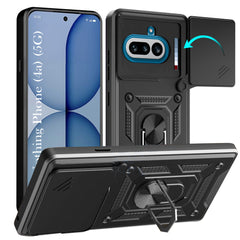 For Nothing Phone 4A 5G Back Cover Case Hybrid Armor (Sliding Shutter Camera Protection | Polycarbonate |Ring Holder Kickstand)