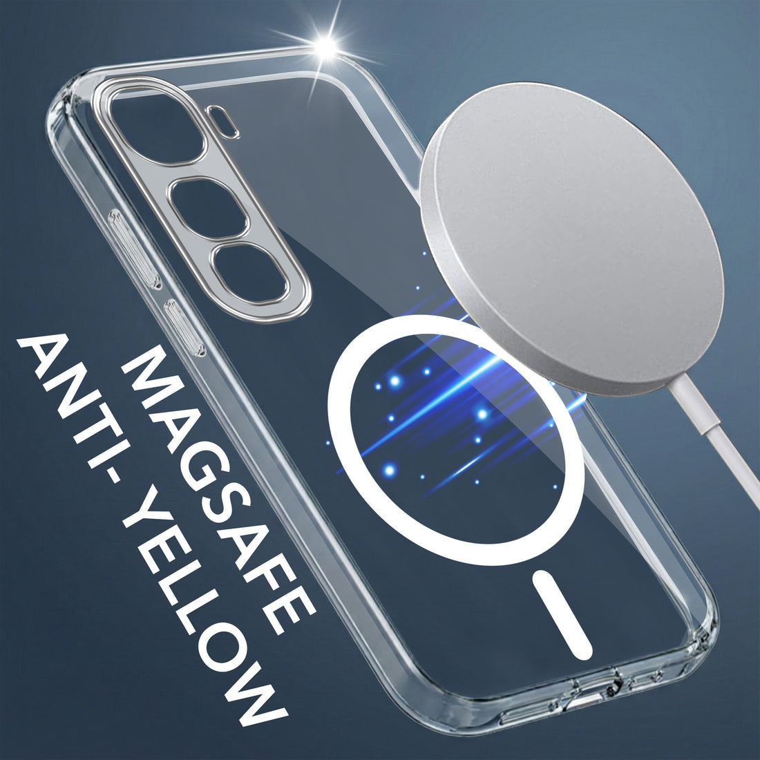 For Vivo Y400 Back Cover Case Lifetime Anti-Yellow MagSafe Compatible Clear (Sleek Hard Crystal | Shockproof and Camera Protection)