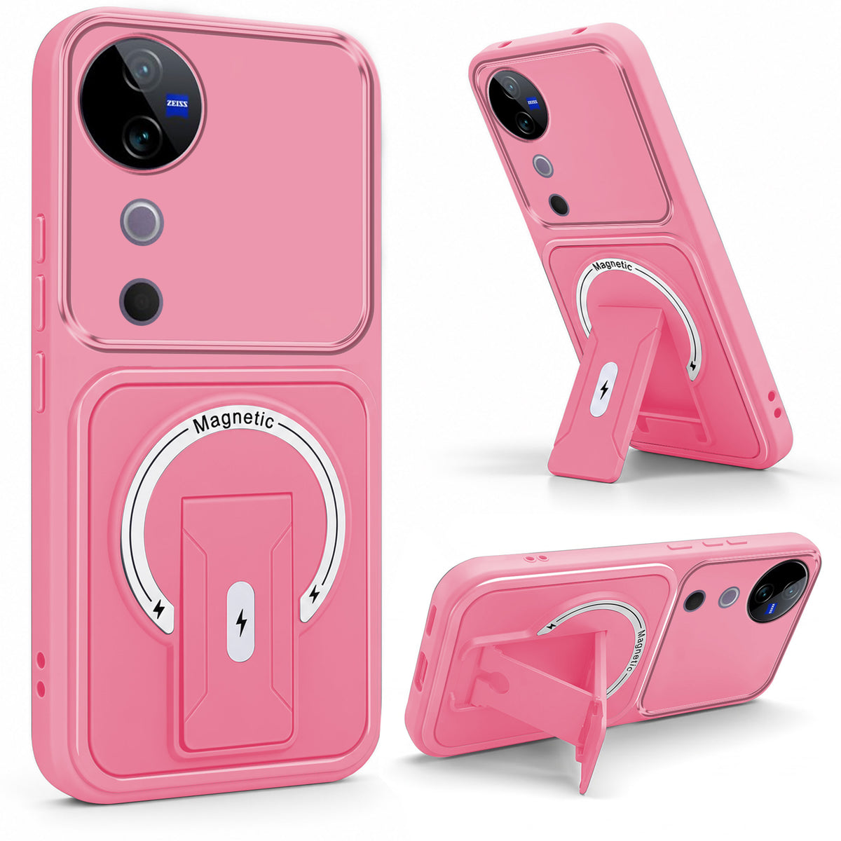 For Vivo V40 | Vivo V40 Pro 5G Back Case Cover Metallic (Hybrid Armor Kickstand | MagSafe Compatible | Camera Protection Shockproof)