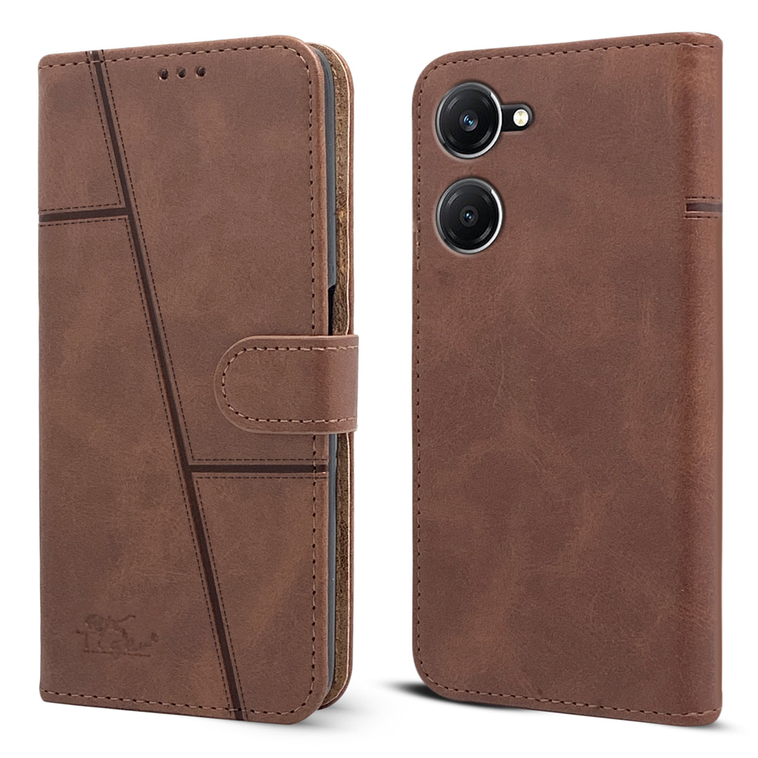 For Vivo T3 Lite 5G | Vivo Y28s 5G Flip Cover Case (Stitched Leather with Magnetic Closure | Black)