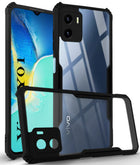For Vivo Y01 Back Cover Case ( Shockproof with Polycarbonate Clear Panel | Professional Black)