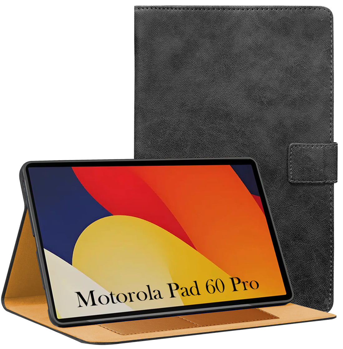 For Motorola Moto Pad 60 Pro 12.7 Inch Flip Cover Folio Cover (PU Leather | Multi-Angle Smart Stand | Card Storage Slots | Silicone Back Pouch)