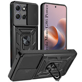 For Motorola Moto G86 Power Back Cover Case Hybrid Armor (Sliding Shutter Camera Protection | Polycarbonate |Ring Holder Kickstand)
