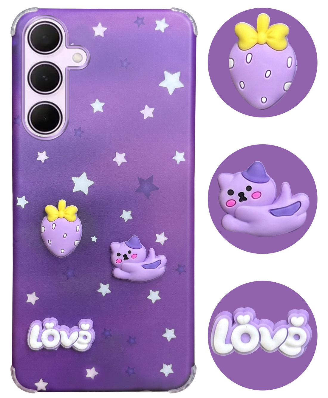 For Samsung Galaxy A35 5G Back Cover Case (3D Cute Cartoons | Hard Back Side Soft | Matte Premium Finish | HD Printing)