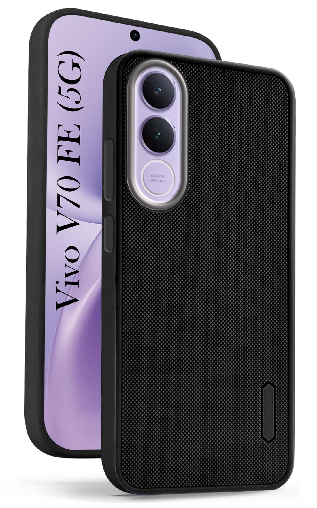 For Vivo V70 FE 5G Back Cover Case Rubberised (Textured Grip Design | Micro-Fiber Cloth Inside | Slim and Light Weight | Soft Touch and Feel)
